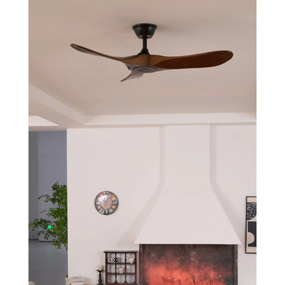 Wooden Blade Ceiling Fan with Remote Control 6 Speed Whisper-Quiet Motor Walnut Finish Adjustable Suspension for Living Room Bedroom Home Of