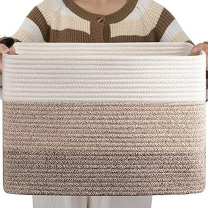Waverly Storage Basket - Woven Cotton, Ombre Design
