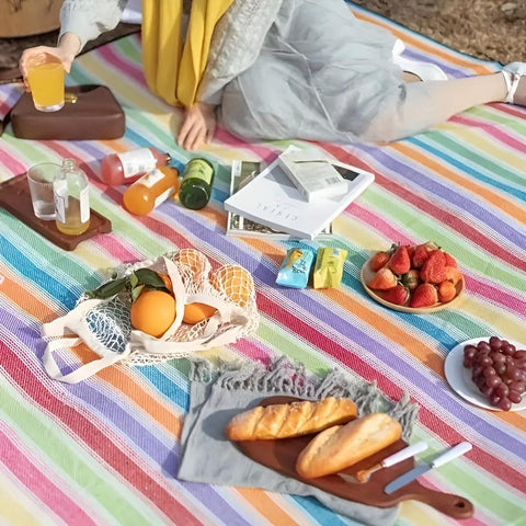 Couverture de pique-nique imperméable pour le camping, grande couverture de pique-nique imperméable avec dessus en acrylique doux, tapis de plage pliable