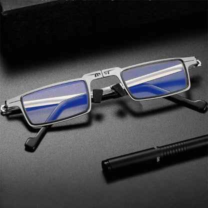 Compact Folding Reading Glasses with Blue Light Blocking Lenses for Men & Women | Lightweight Titanium Frame Readers with Case | Portable Ey