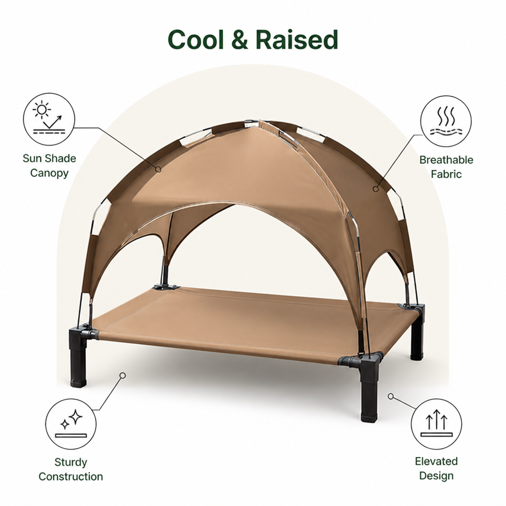 Ortekor Elevated Cooling & Portable Dog Cot (Removable Canopy)