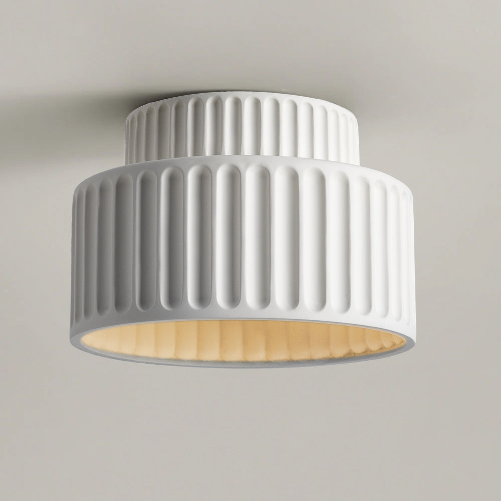 Plafonnier encastré en résine, douille E27, abat-jour texturé blanc pour cuisine, chambre, couloir, style moderne, minimaliste et scandinave à profil bas