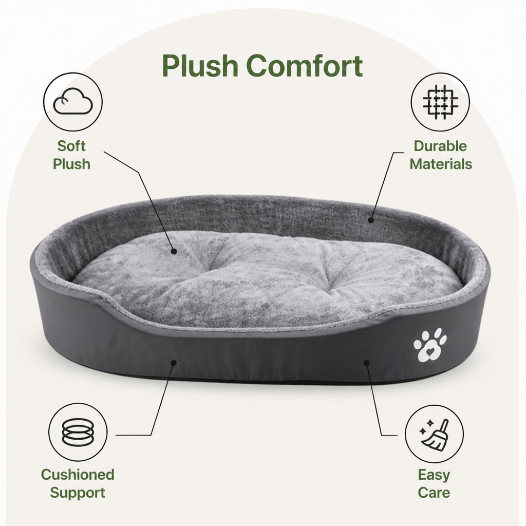 Ortekor Short-Plush Polyester Oval Dog Bed