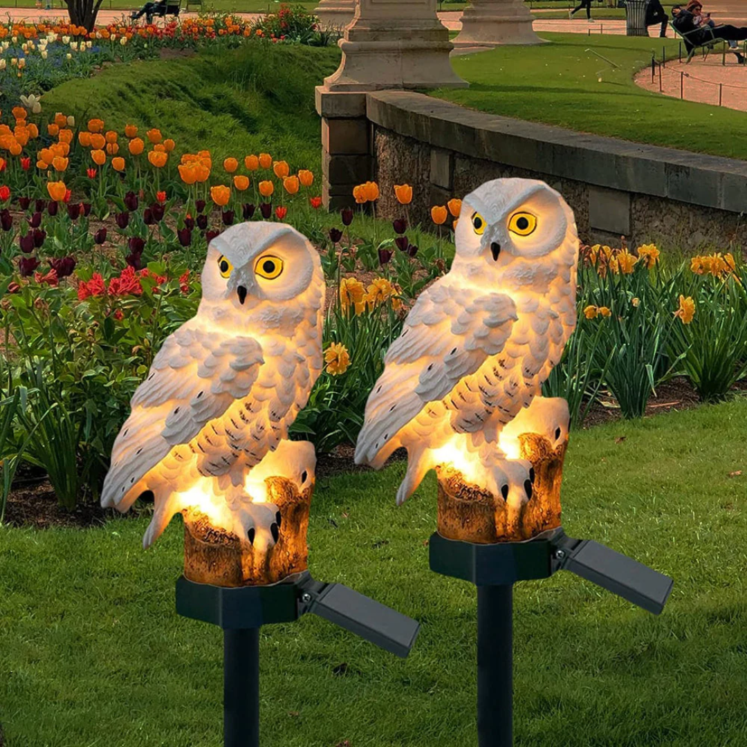 Solar Owl Stake Light for Walkways, Yard & Garden with Automatic Dusk Sensor – Cordless LED Ground Lamp for Outdoor Pathway Lighting