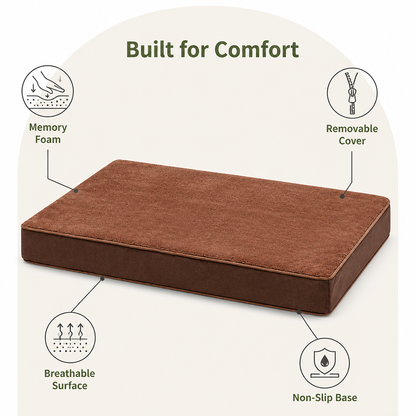 Ortekor Orthopedic Memory Foam & Non-Slip Dog Bed (Removable Cover)