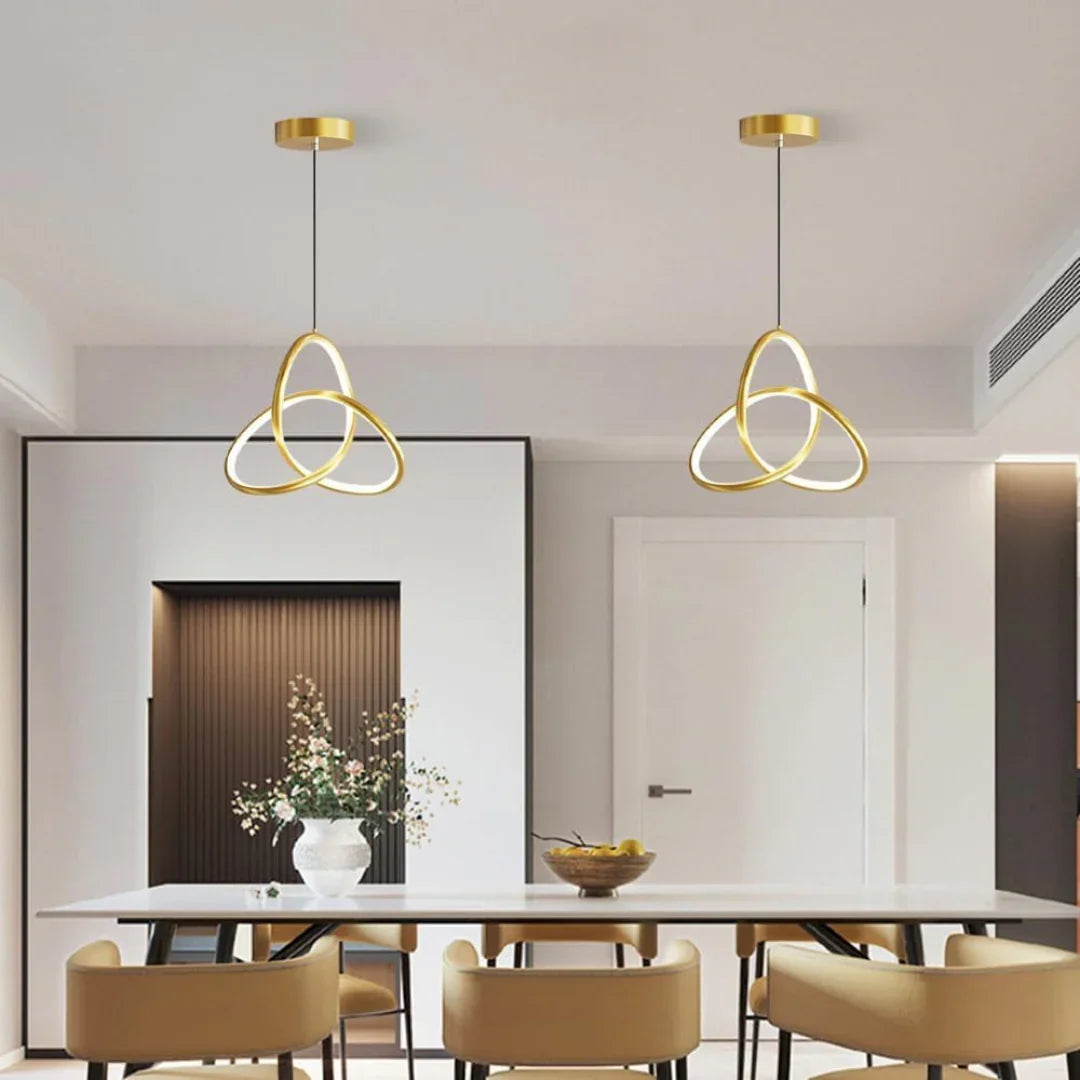 Geometric LED Pendant Light | Adjustable Color Temperature | Modern Aluminum & Acrylic Ceiling Fixture for Dining Room, Kitchen & Living