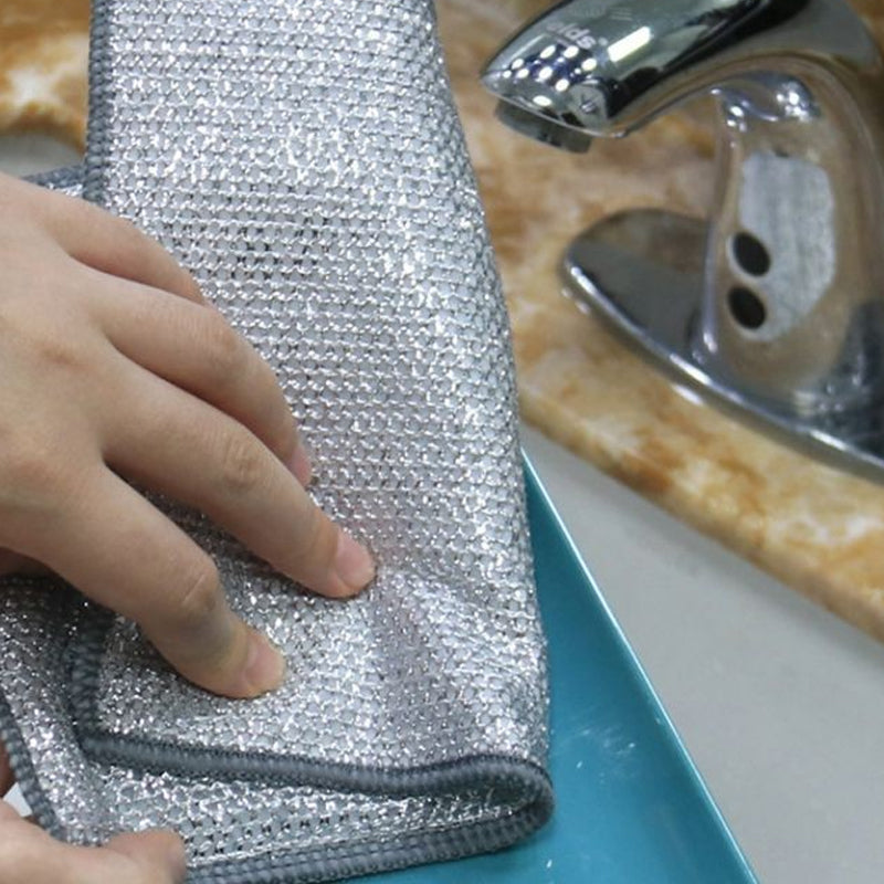 Nylon Mesh Dishcloth Set Safe for Nonstick Cookware Kitchen Cleaning Cloth Reusable Scouring Pad for Pots Pans Dishes Countertops