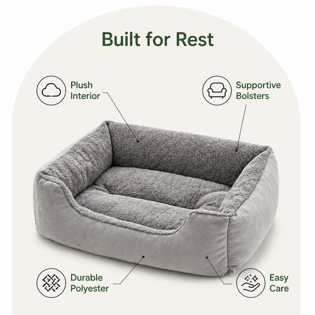 Ortekor Plush Mattress-Style & Easy-Clean Polyester Pet Bed