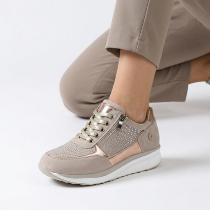 Women's Cushioned Walking Sneakers with Side Zipper – Lightweight Everyday Shoes for Work, Travel & Casual Outings