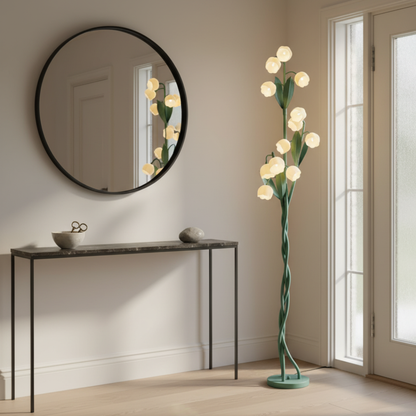 Orchidée Élégante | Lampadaire Moderne avec Port USB et Interrupteur à Pied | Éclairage Stylé pour Salon ou Chambre à Coucher