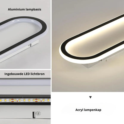 Plafonnier LED ovale extra-plat pour couloir, chambre, salon, cuisine, 12-24 pouces, température de couleur réglable, usage intérieur