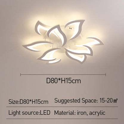 LED Flush Mount Light Fixture with Floral Layered Design for Bedroom, Entryway & Living Spaces | 22 in Black Metal Modern Low Profile Ambien