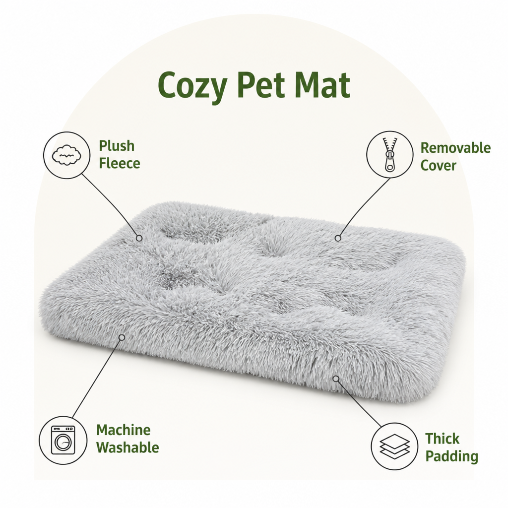 Ortekor Thick Fleece Lined & Washable Pet Mat (Removable Cover)