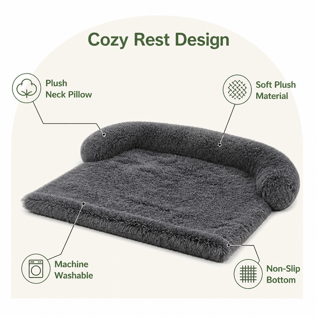 Ortekor Plush Neck Pillow Pet Sofa Bed (Removable Cover)