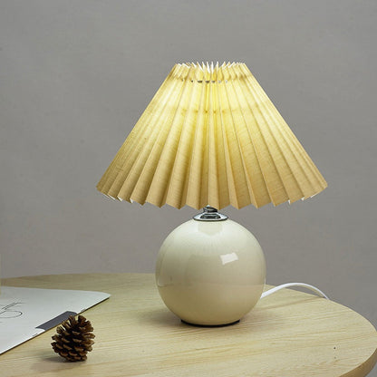 Ceramic Table Lamp with Fabric Shade – Modern Accent Lighting for Bedroom, Living Room & Home Office