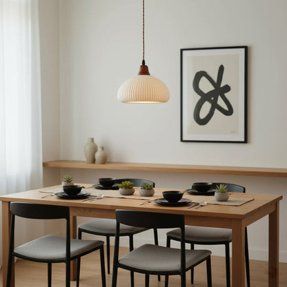 Ceramic Hanging Light Fixture White 9 Inch Diameter Adjustable Cord for Kitchen Island Dining Table Bedroom Restaurant Modern Farmhouse Styl