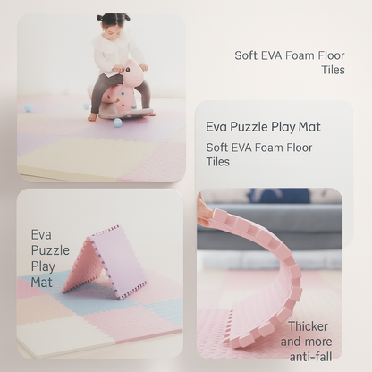 Interlocking Foam Floor Tiles for Kids Playroom 12x12 Inch Cushioned Baby Crawling Mat Non-Slip Puzzle Mats Nursery Safe Play Area