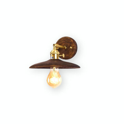 Applique murale arrondie en bois et métal, douille E27, éclairage d'accentuation minimaliste de 8 pouces pour chambre, entrée, hall, couloir, luminaire organique moderne, usage intérieur
