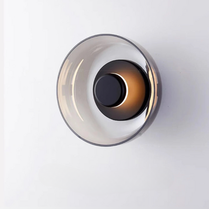 Contemporary Sconce with Domed Glass Shade – Iron Frame Wall-Mount Fixture for Bedrooms, Hallways & Living Spaces