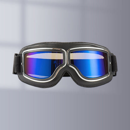 Retro Aviator Motorcycle Goggles with Padded Frame & Adjustable Strap for Men & Women