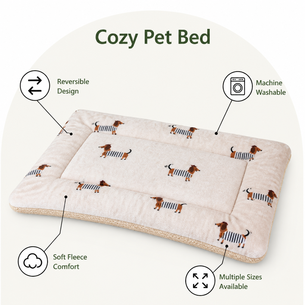 Ortekor Double-Sided Fleece & Machine Washable Dog Bed