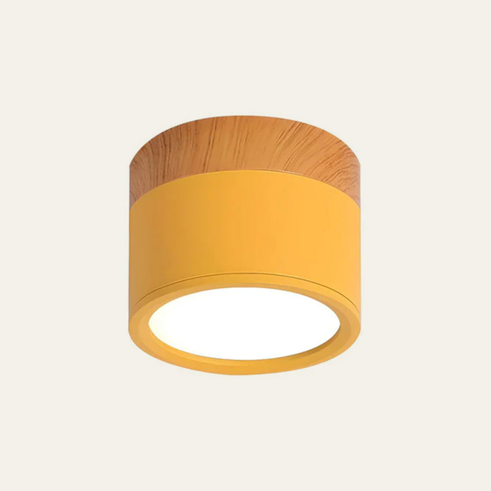 Compact LED Flush Mount Ceiling Light Fixture Wood & Metal Accent for Entryway Hallway Bedroom Kitchen 5W 7W Surface Mount Minimalist Modern