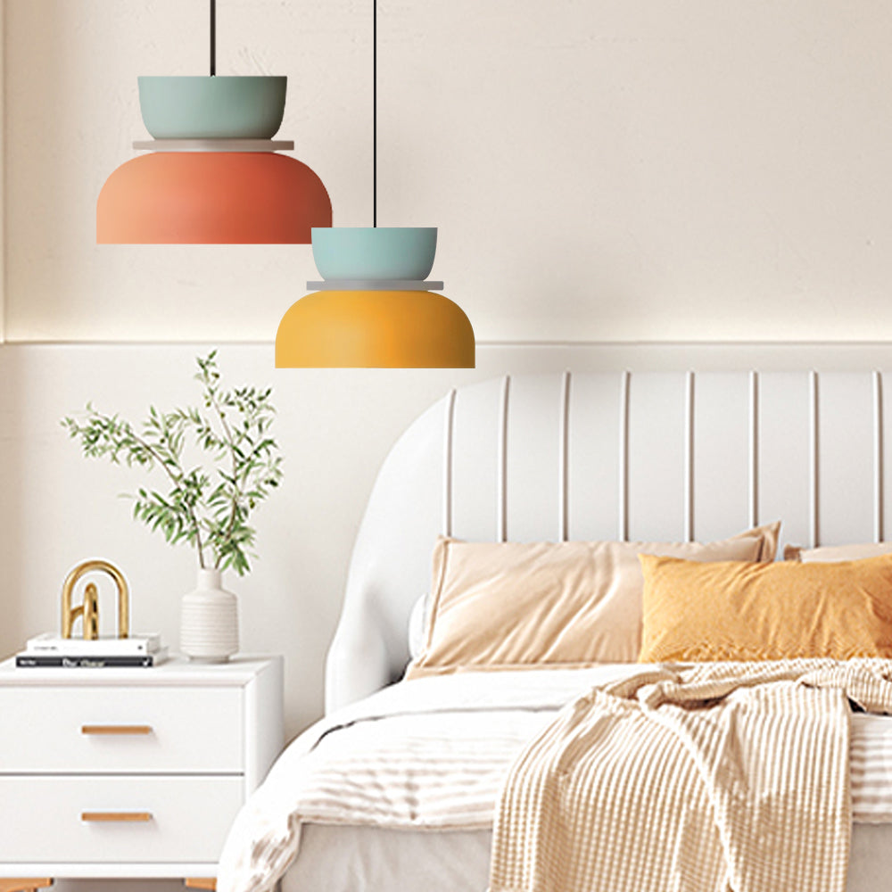 Dual-Layer Overhead Fixture 11.4 in Aluminum Acrylic Nordic Style Kitchen Dining Living Bedroom Suspended Drop Light for Small Spaces Contem