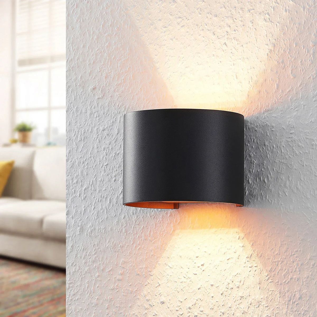 Adjustable Wall Sconce with Gold Interior | Modern Up Down Light Fixture for Living Room Bedroom Hallway | Dimmable G9 LED Black Metal