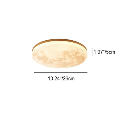 Circular LED Flush Mount Ceiling Light Wood Trim Acrylic Diffuser Hardwired Low Profile for Bedroom Hallway Kitchen Dining Room Entryway