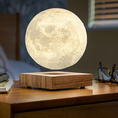 Veilleuse lune flottante magnétique avec sphère lunaire 3D rotative, LED bicolore pour décoration de chambre, bureau ou espace de travail