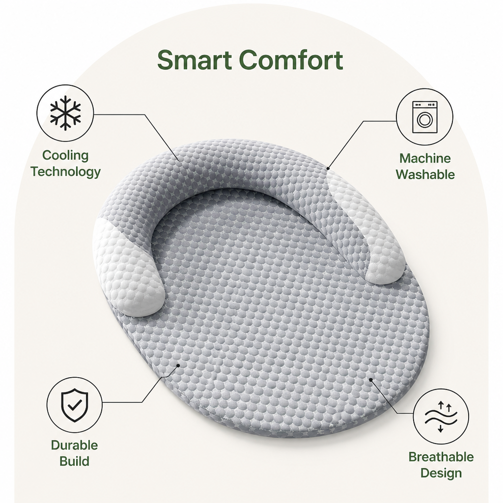 Ortekor Polka Dot Cooling & Washable Cover Dog Bed