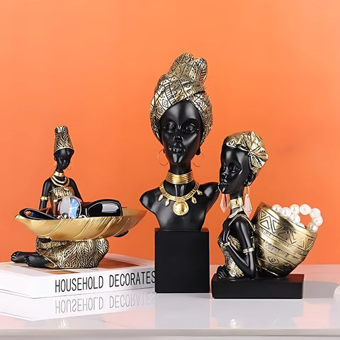 Elysia Jewelry Organizer Stand - Durable Resin, Elegant Black Female Figure