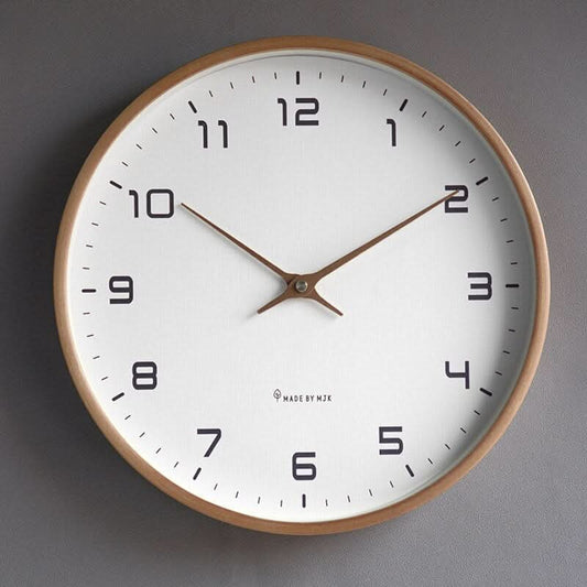 Horloge murale en bois, mécanisme à quartz silencieux, style scandinave minimaliste pour salon, chambre ou bureau, finition grain naturel