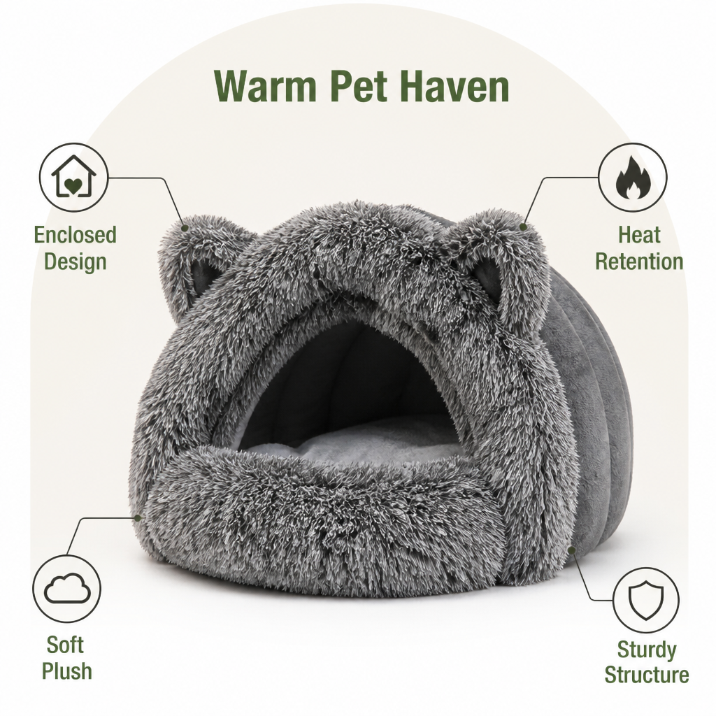 Ortekor Warmth-Retaining Polyester Hooded Pet Nest
