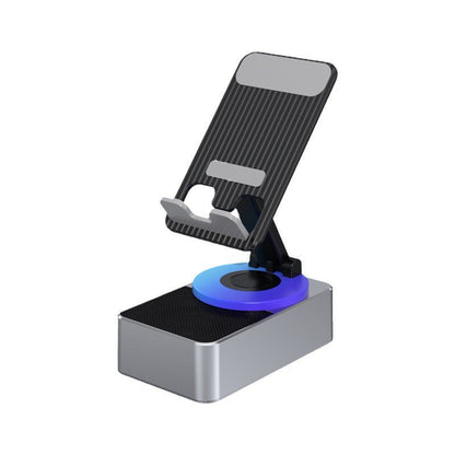 Rotating Wireless Speaker Phone Stand with 40mm Subwoofer & 360° Swivel for Smartphones & Tablets