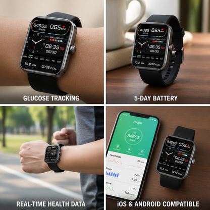 Montre connectée avec suivi de la glycémie non invasif et autonomie de 5 jours