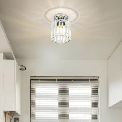 Flush Mount Crystal Light Fixture E27 Socket Black Gold for Bedroom Living Room Hallway Indoor Home Décor Compact Reflective Shade Elegant A