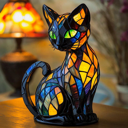 Handcrafted Cat Table Lamp with Warm Glow for Bedroom Nightstand Decor | Whimsical Feline Accent Light for Cat Lovers