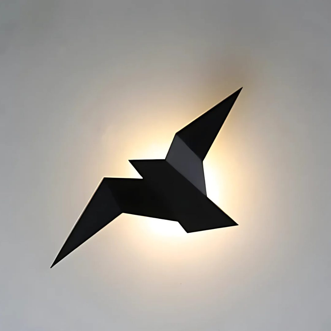 Folded Metal Wall Sconce with Geometric Silhouette | Warm White LED Accent Light for Living Room, Bedroom, Hallway | Modern Sculptural