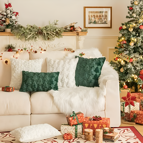 Calyra Christmas Pillowcase - Ultra-Soft Plush, Festive Tree Design