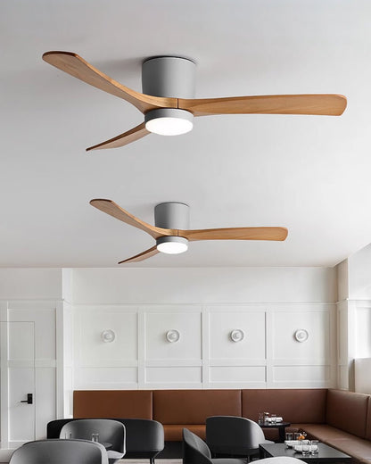 Wood Blade Ceiling Fan with Integrated LED Light and Remote Control for Bedroom Living Room Quiet DC Motor Airflow Year-Round Comfort Scandi