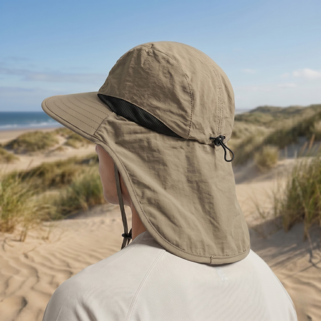 Chapeau de soleil à large bord avec protection de nuque complète et indice UPF 50+ pour hommes et femmes – Couvre-chef d'extérieur à séchage rapide