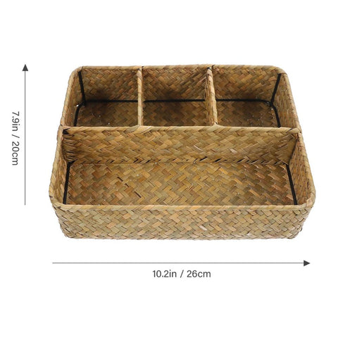 Nexa Wicker Storage Basket - Handwoven Natural, Multi-Compartment Organizer