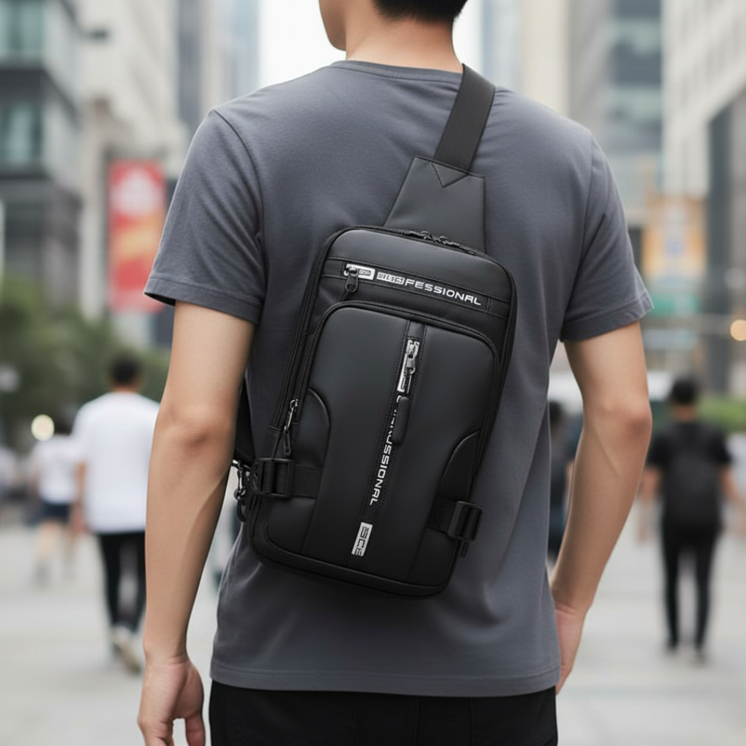 Sac à bandoulière avec fermetures éclair dissimulées antivol et port de chargement USB – Sac à dos en nylon résistant à l'eau pour les voyages, les trajets quotidiens et l'usage au quotidien