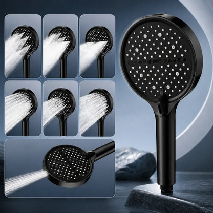 Handheld Shower Head with 7 Spray Settings, High Pressure Chrome Rainfall Showerhead for Bathroom, Adjustable Water Flow Wand for Low
