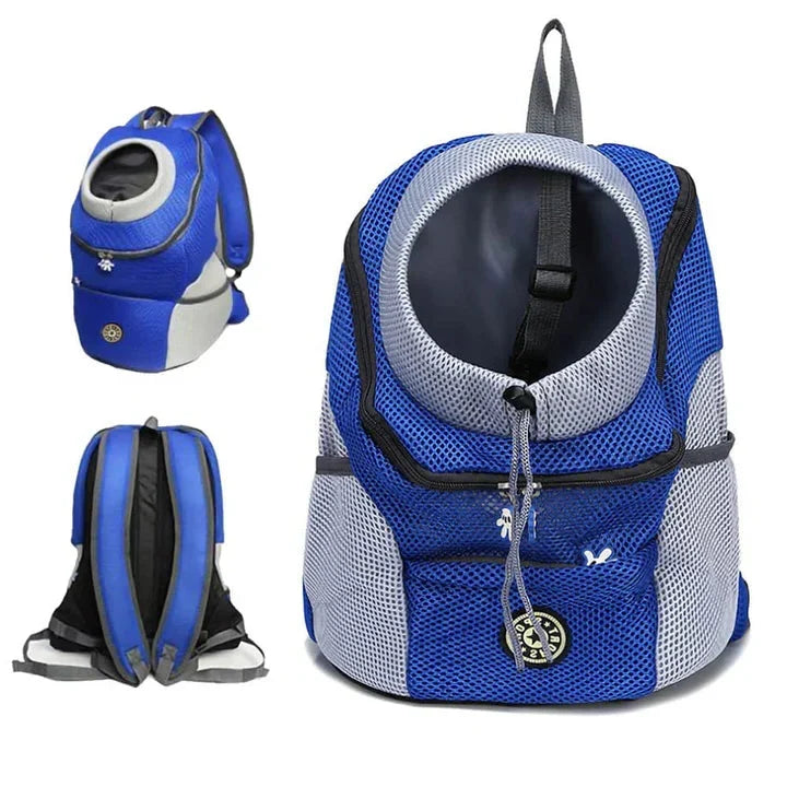 Sac à dos de transport pour chien pour la marche, la randonnée et le vélo – Sac de voyage ventilé pour animal de compagnie avec attache de sécurité et bretelles rembourrées – Ajustement réglable pour