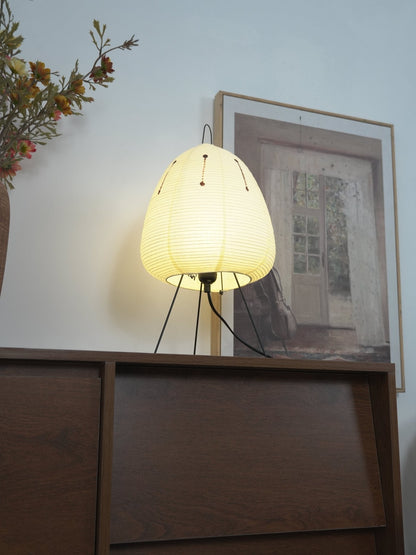 Handcrafted Paper Shade Accent Lamp 10 in Wide Warm Glow LED Bedside Nightlight for Bedroom Office Desktop Reading Nook Minimalist Japanese