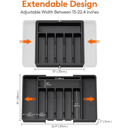 Cutlery Drawer Organizer Extendable Food-Safe Non-Slip