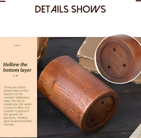 Natura Utensil Holder - Lightweight Natural Wood, Frosted Finish