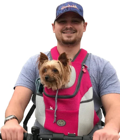 Sac à dos de transport pour chien pour la marche, la randonnée et le vélo – Sac de voyage ventilé pour animal de compagnie avec attache de sécurité et bretelles rembourrées – Ajustement réglable pour